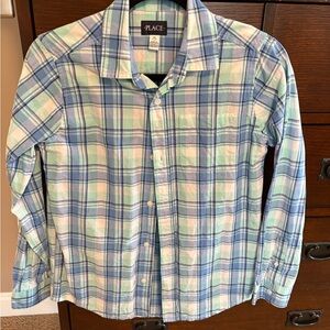 Childrens Place Boys Blue Plaid Shirt